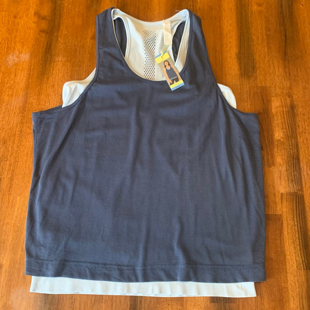 Tangerine NWT Double Layer Tank Top Denim Blue / Sky Blue Women Owned